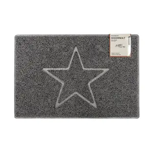 Star Large Embossed Doormat in Grey