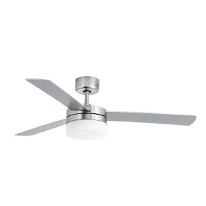 Luminosa Panay 2 Light Medium Ceiling Fan Matt Nickel, Mahogany with Light, E14