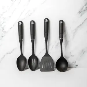 4pc Nylon Kitchen Utensil Set including Ladle, Slotted Spoon, Cooking Spoon and Slotted Turner.