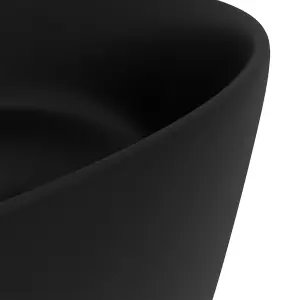 Berkfield Luxury Wash Basin Round Matt Black 40x15 cm Ceramic