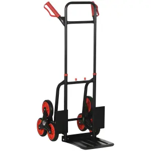 DURHAND Climbing Stairs Trolley Hand Trucks 6-Wheels Foldable Load Cart Steel