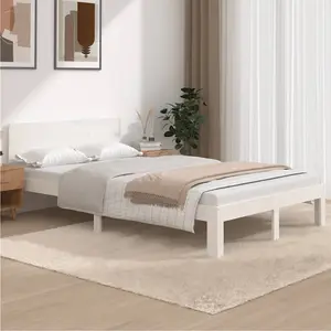 Berkfield Bed Frame White Solid Wood Pine 120x200 cm