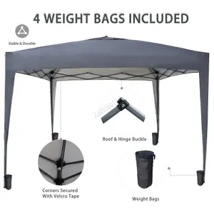 Birchtree Waterproof 3m x 3m Heavy Duty Pop Up Gazebo Marquee Garden Awning Party Tent Canopy 600D Polyester Steel Frame Grey