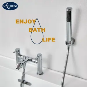 BATHWEST Bath Taps Mixer with Shower Chrome Solid Brass Bathroom Sink Taps with Shower