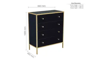 Birlea Fenwick 4 Drawer Chest Black & Gold