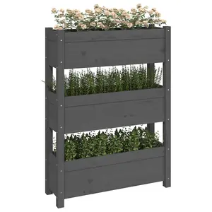 Berkfield Planter Grey 77x25x104.5 cm Solid Wood Pine