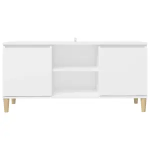 Berkfield TV Cabinet with Solid Wood Legs White 103.5x35x50 cm