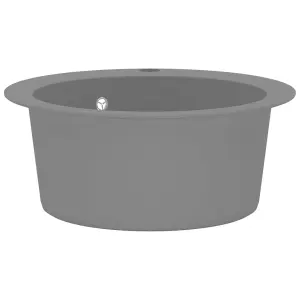 Berkfield Granite Kitchen Sink Single Basin Round Grey