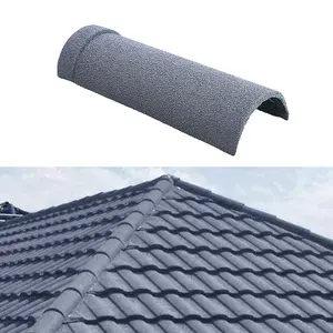 10Pcs Grey Half Round Ridge Tile Stone Coated Metal Roofing 420mm W x 85mm D x 85mm H