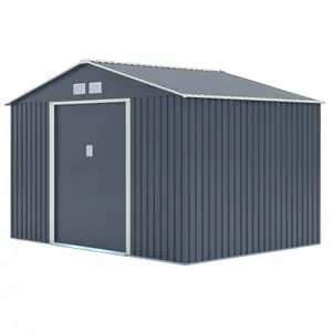 Rowlinson Trentvale 10x8 ft Apex Dark grey Metal 2 door Shed