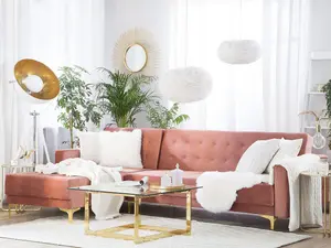 Corner Sofa ABERDEEN Pink Velvet Right Hand