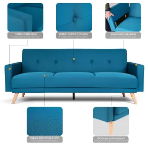 Narvik 3 Seater Click Clack Sofa Bed - Blue