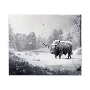 Snow Storm Highland Cow Kitchen Splashback