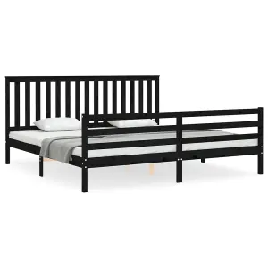 Berkfield Bed Frame with Headboard Black 200x200 cm Solid Wood