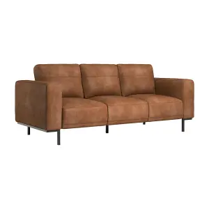 Lisbon Tan Faux Leather 3 Seater Sofa