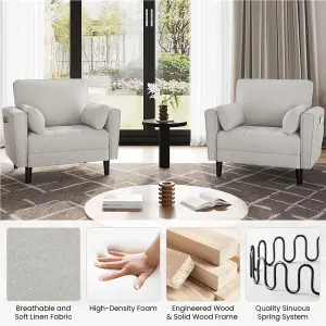 Yaheetech Oversized Armchair Single Sofa with 2 Pillows - Greige