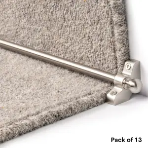 13 Pack - Hollow Stair Carpet Runner Rods - Affordable Stair Rod Bars - Satin Nickel Finish - 70cm (27.5") width