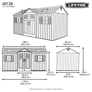 Lifetime 15 Ft. x 8 Ft. Outdoor Storage Shed