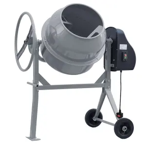 550W 220V Cement Mixer 140 L Electric Portable Cement Concrete Mixer with Wheels,Grey