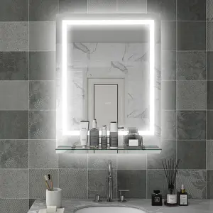 kleankin Dimmable Bathroom Mirror with LED Lights, 3 Colours, Defogging Film