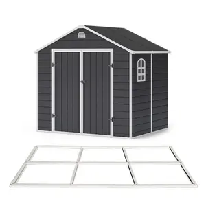 BillyOh Ashford Apex Plastic Garden Storage Shed Including Foundation Kit Grey - 8 x 6