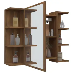 Berkfield Bathroom Mirror Cabinet Brown Oak 80x20.5x64 cm Engineered Wood