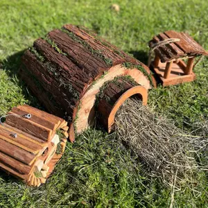 Wooden Hedgehog Hogitat with Bird House, Hanging Feeder & Nesting Straw