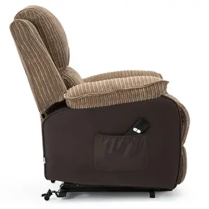 Postana Single Motor Electric Rise Recliner Jumbo Cord Fabric Armchair Electric Lift Riser Chair (Brown)