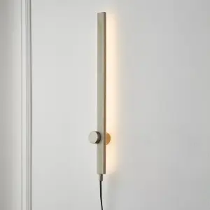 Line Satin Silver Nickel effect Plug-in LED Wall light