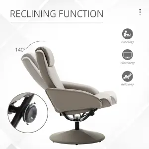 HOMCOM Adjustable PU Leather Recliner Swivel Executive Reclining Chair High Back Armchair Lounge Seat Grey