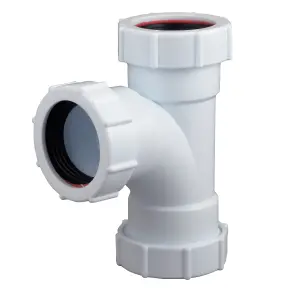 FloPlast White Compression Equal Waste pipe Tee, (Dia)40mm