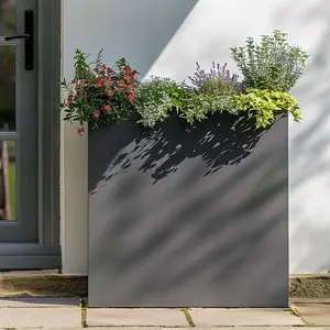 100cm Long Zinc Matte Grey 80cm Tall Trough Planter