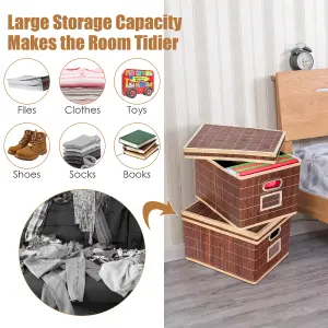 Costway 2 PCS Folding Bamboo Woven Square Storage Bin