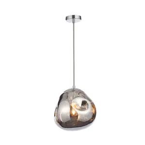 Inlight Watson Pendant Glass & metal Chrome effect Ceiling light