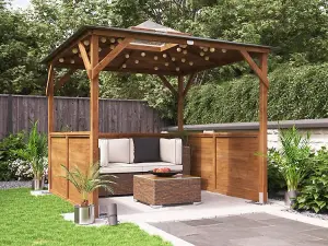 Dunster House Wooden Gazebo with Sides Erin 2.5m x 2.5m Half Height Solid Wall