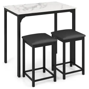 Costway 3-Piece Dining Table Set Modern Bar Table w/ 2 Upholstered Bar Stools