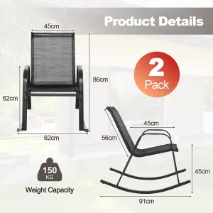 Costway Patio Rocking Chair Set of 2 Outdoor All-weather Metal Rockers