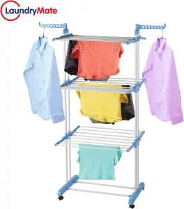 Foldable Clothes Airer - 3 Tier Drying Rack Blue