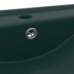 Berkfield Luxury Basin with Faucet Hole Matt Dark Green 60x46 cm Ceramic