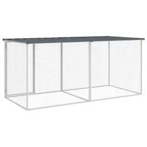 Chicken Cage with Roof Anthracite 203x98x90 cm Galvanised Steel