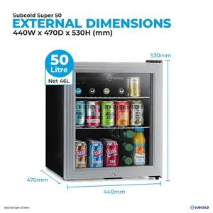 Subcold Super 50 LED Drinks Fridge - Silver