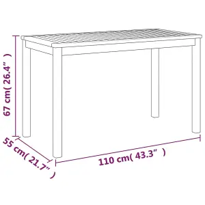 Berkfield Garden Table 110x55x67 cm Solid Wood Acacia