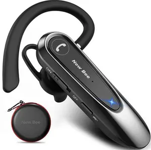 New Bee Bluetooth Headsets With Dual Mic V5.0 Handsfree Bluetooth Earpiece With 25 Hrs Talking Time Mic Mute Two Device Connection For iPhone,