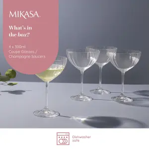 Mikasa Treviso Crystal Coupe Glasses, Set of 4, 300ml