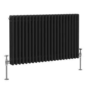 Right Radiators 600x1012 mm Horizontal Traditional 3 Column Cast Iron Style Radiator Black