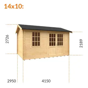 14ft x 10ft (4150mm x 2950mm) Horsforth "The Tallahassee" 28mm Log Cabin With 1 Window