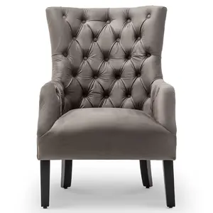 Velvet Light Grey Gabriella Accent Chair