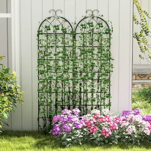 COSTWAY 4 Pack Metal Garden Fence Decorative Outdoor Trellis 180 cm x 50 cm