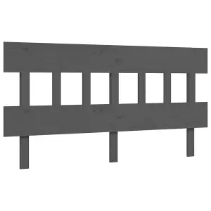 Berkfield Bed Frame with Headboard Grey King Size Solid Wood