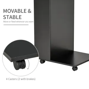 HOMCOM Mobile Sofa Side Table for Laptop Coffee w/ Storage and Casters, Black